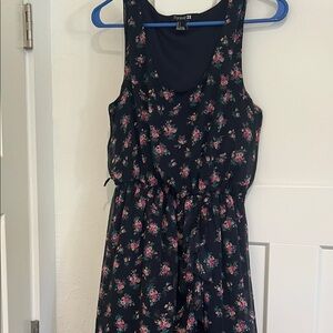 Forever 21 Black Floral Tie-Waist Tank Dress
